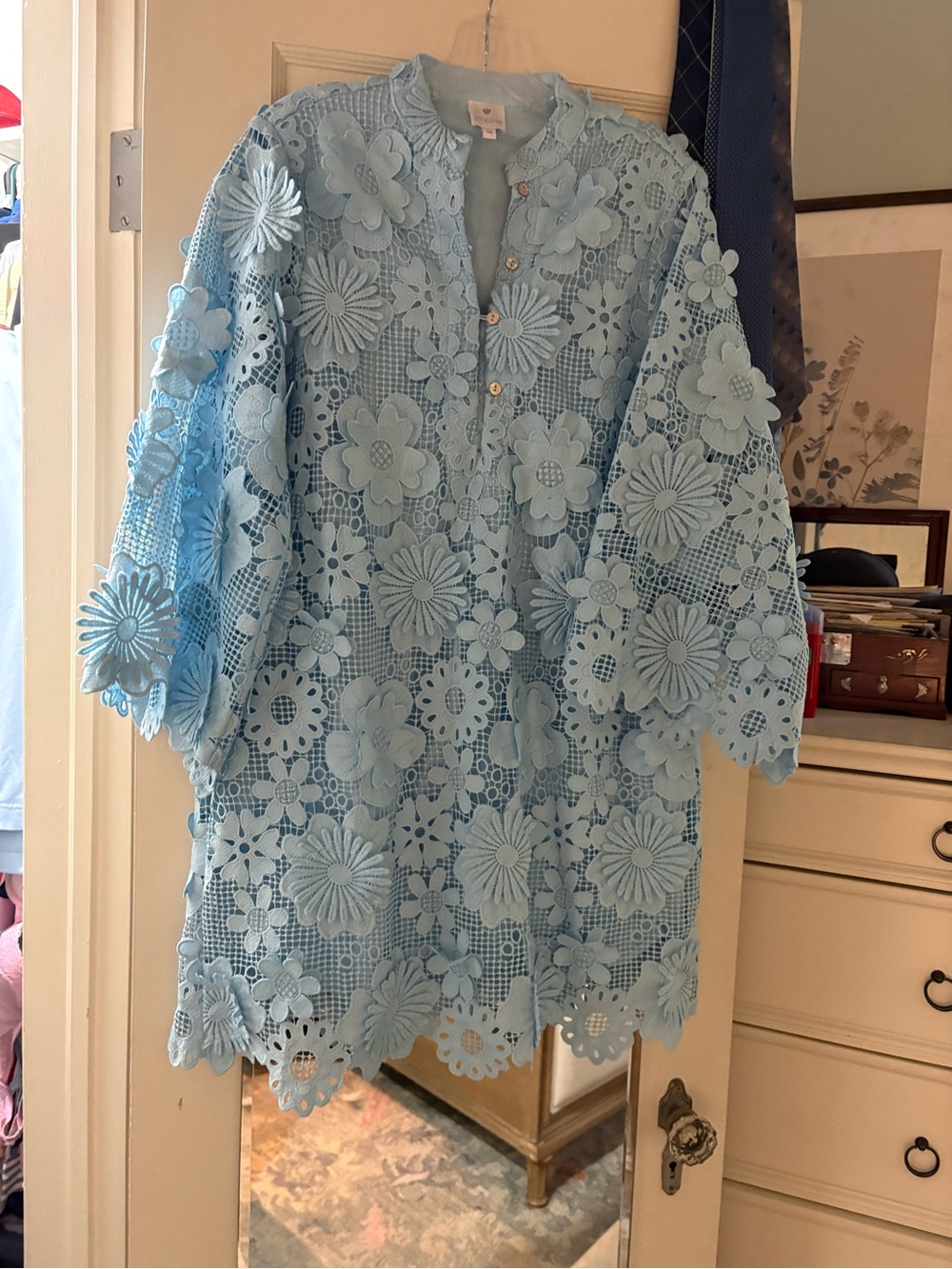 Light Blue Floral Lace Tunic
